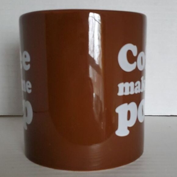 2 Coffee Makes Me Poop Mugs Cups Brown CONTAINERS - Picture 4 of 16